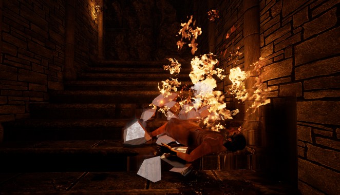 A horrible way to die - burning up in oil while lying on broken shards of wood.