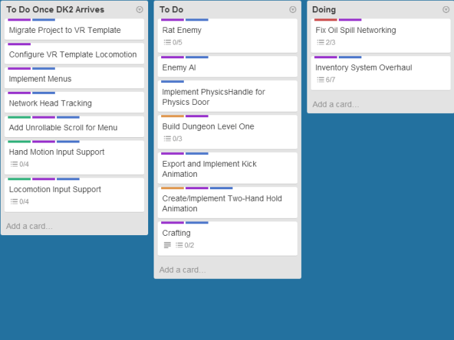 Trello board - Added a list of to-do for Oculus Rift support